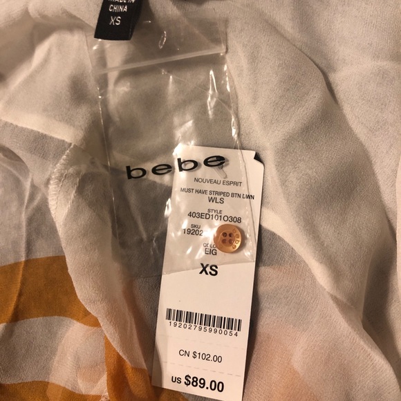 NWT 100% silk BEBE button down blouse - size XS - Picture 2 of 7